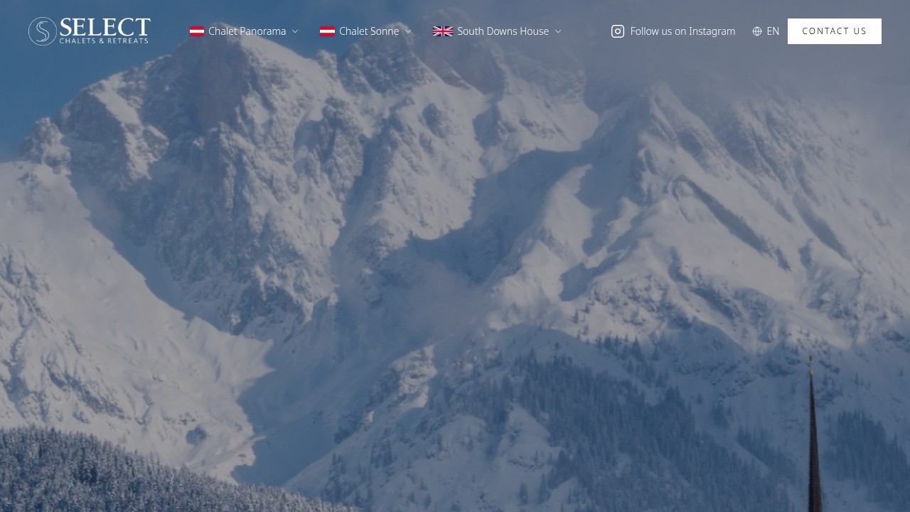 Select Chalets & Retreats website mockup