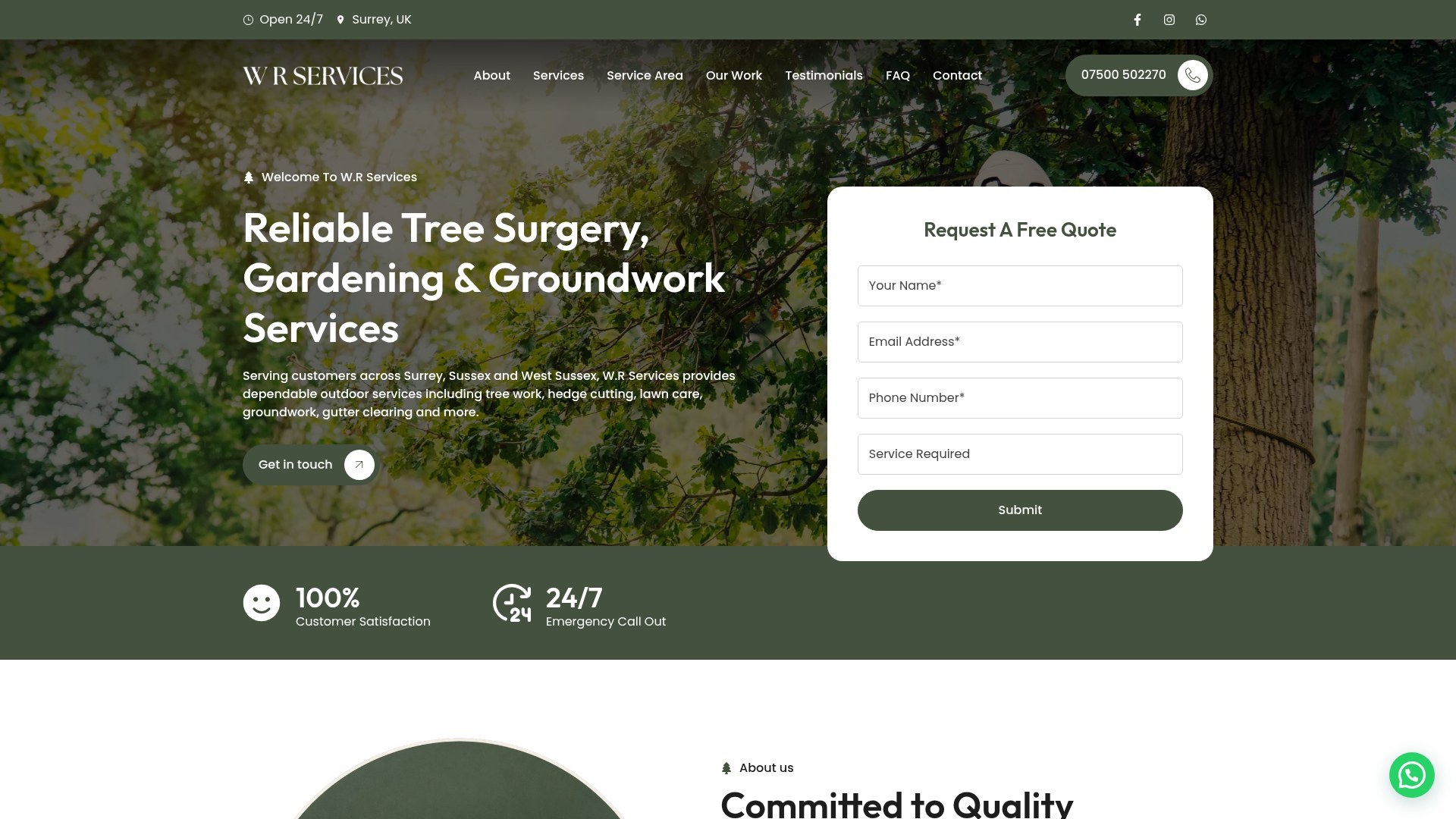W.R Services website mockup