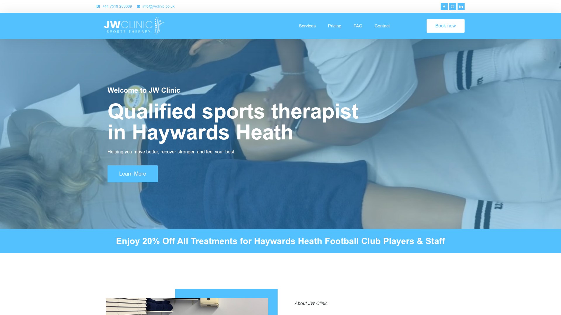 JW Clinic website mockup