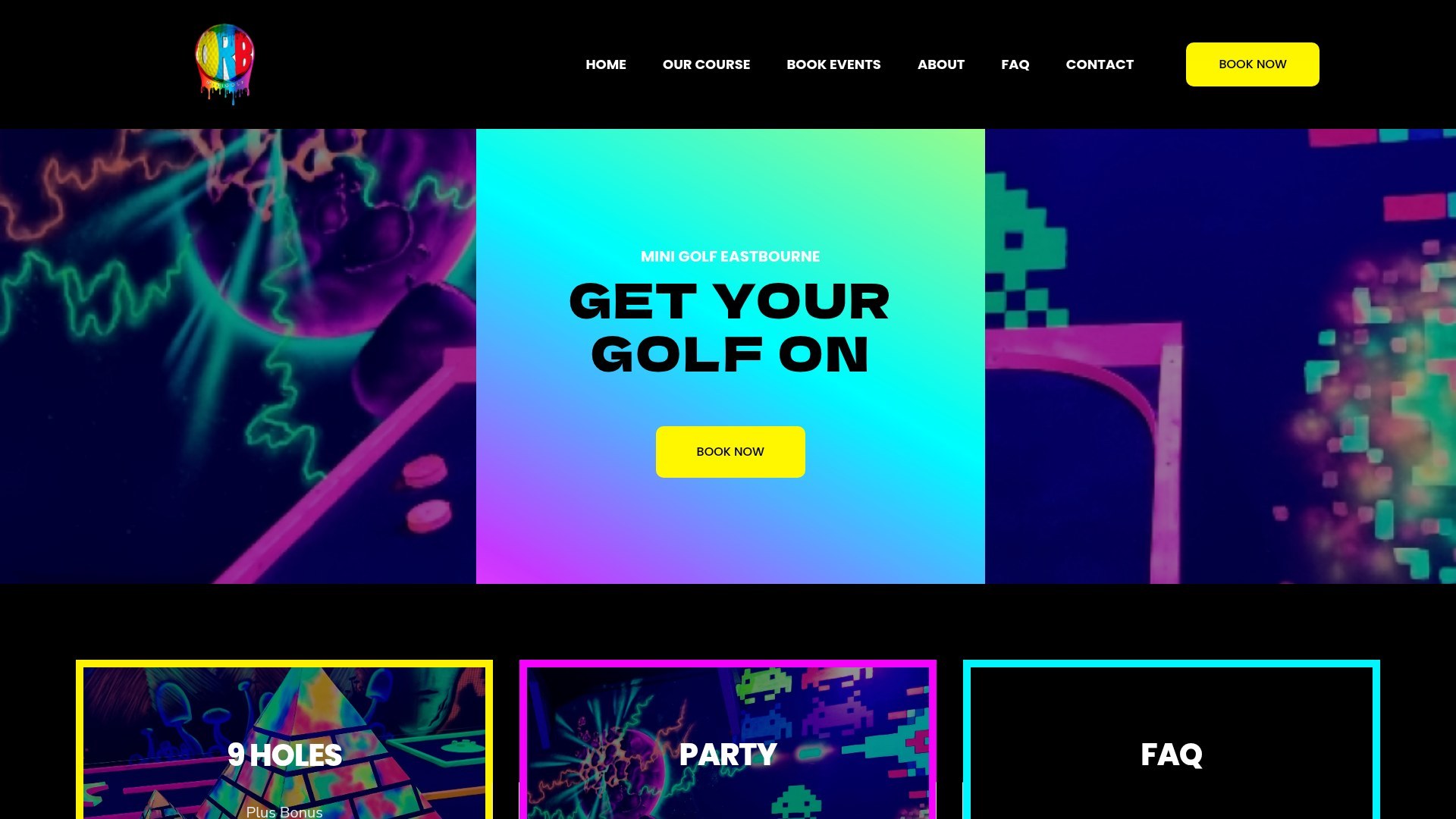 ORB Mini Golf website mockup