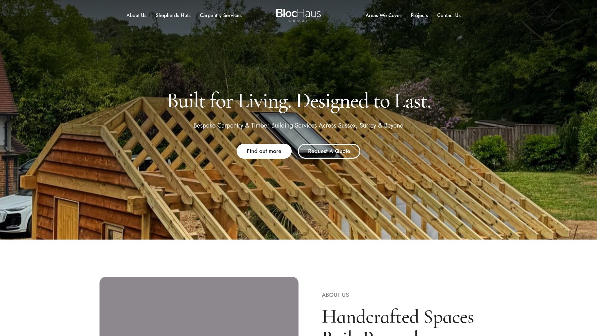 BlocHaus Carpentry website mockup