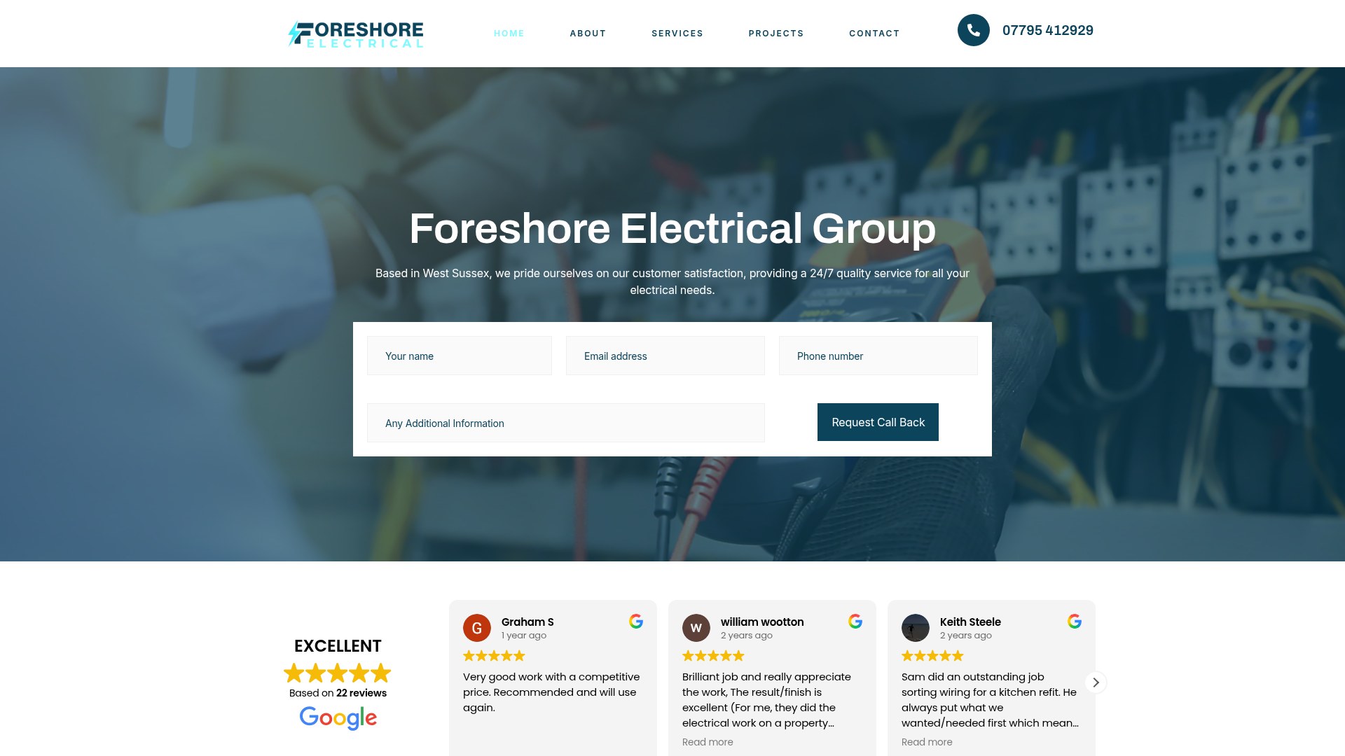 Foreshore Electrical Group website mockup