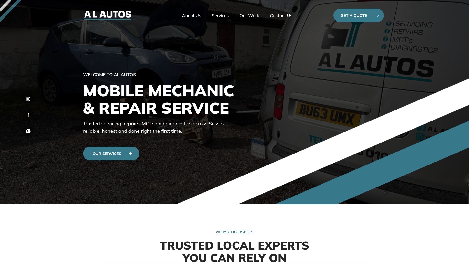 AL Autos website mockup
